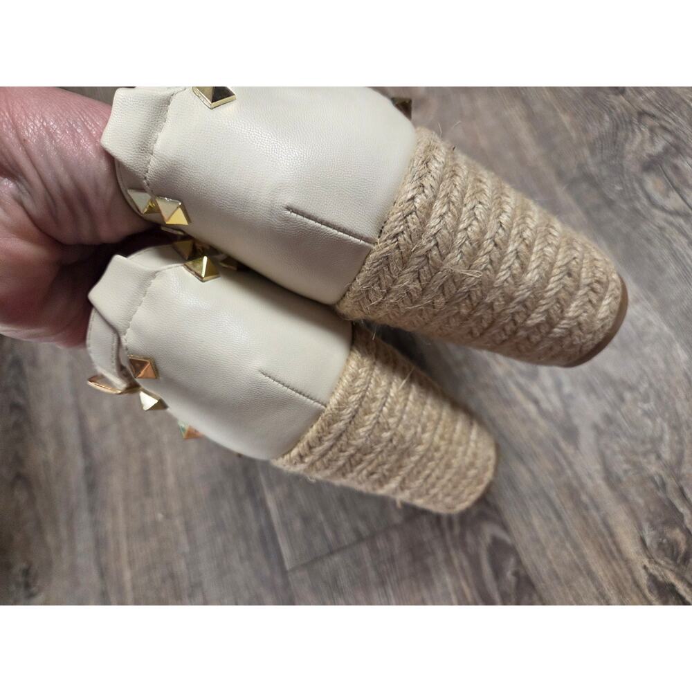 SHUSHOP espadrille wedge sandals Whitney Heels Gold Studs Shoes Size 9 - Picture 8 of 8